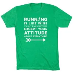 Running Short Sleeve T-Shirt - Running Is Like Wine 22 Running Short Sleeve T-Shirt - Running Is Like Wine -goneforarun Sales 2023 tr 44656 GREEN FLAT