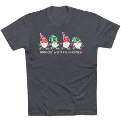 Running Short Sleeve T-Shirt - Runnin' With My Gnomies® - Christmas -goneforarun Sales 2023 tr 44673 CHARCOAL FLAT