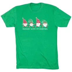 Running Short Sleeve T-Shirt - Runnin' With My Gnomies® - Christmas -goneforarun Sales 2023 tr 44673 GREEN FLAT
