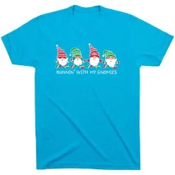 Running Short Sleeve T-Shirt - Runnin' With My Gnomies® - Christmas -goneforarun Sales 2023 tr 44673 TURQUOISE FLAT