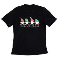 Women's Short Sleeve Tech Tee - Runnin' With My Gnomies® - Christmas -goneforarun Sales 2023 tr 44676 BLACK MAIN