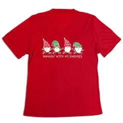Women's Short Sleeve Tech Tee - Runnin' With My Gnomies® - Christmas -goneforarun Sales 2023 tr 44676 RED MAIN