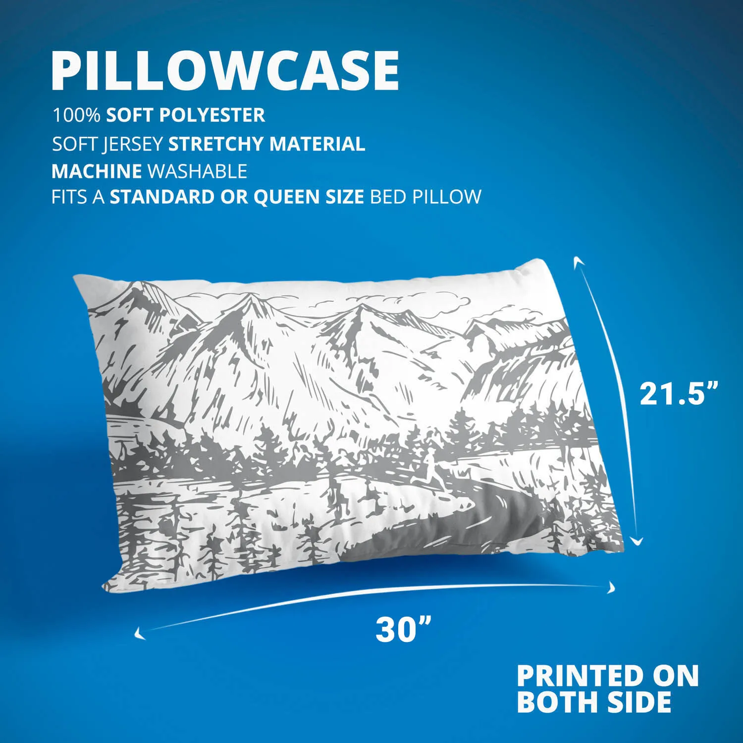 Running Pillowcase - Mountain Sketch 5 Running Pillowcase - Mountain Sketch - Image 3
