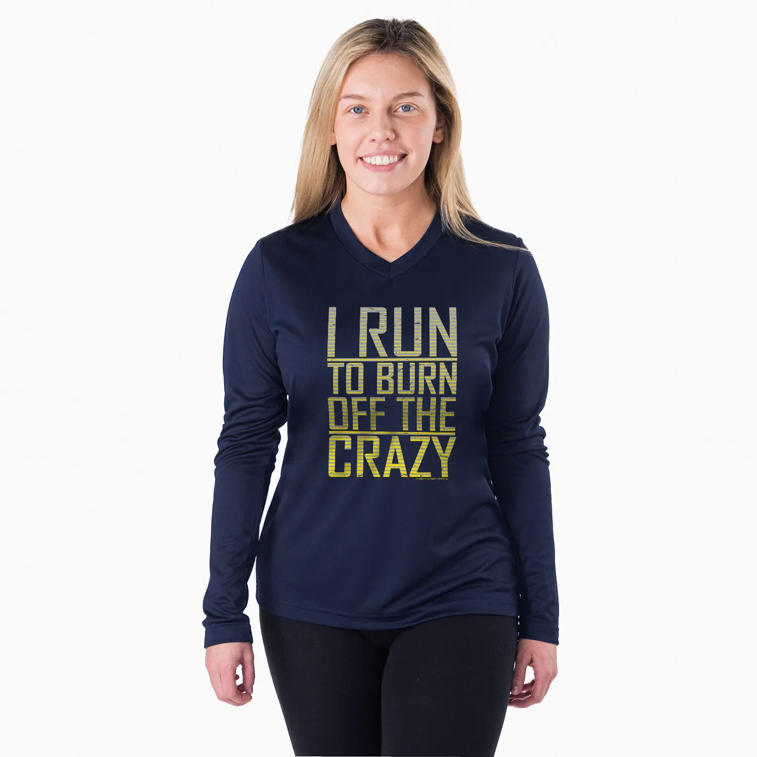 Women's Long Sleeve Tech Tee - I Run To Burn Off The Crazy 4 Women's Long Sleeve Tech Tee - I Run To Burn Off The Crazy - Image 2