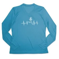 Women's Long Sleeve Tech Tee - Heart Beat Female Runner -goneforarun Sales 2023 tr 44710 CAROLINA MAIN