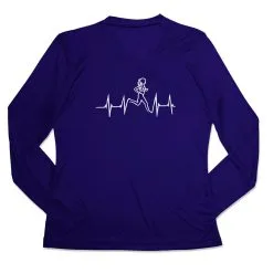 Women's Long Sleeve Tech Tee - Heart Beat Female Runner -goneforarun Sales 2023 tr 44710 ROYAL MAIN