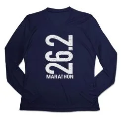 Women's Long Sleeve Tech Tee - 26.2 Marathon Vertical 13 Women's Long Sleeve Tech Tee - 26.2 Marathon Vertical -goneforarun Sales 2023 tr 44714 NAVY MAIN