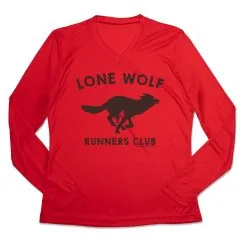 Women's Long Sleeve Tech Tee - Run Club Lone Wolf -goneforarun Sales 2023 tr 44716 RED MAIN