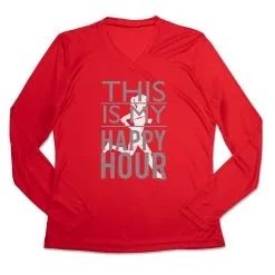 Women's Long Sleeve Tech Tee - This Is My Happy Hour 15 Women's Long Sleeve Tech Tee - This Is My Happy Hour -goneforarun Sales 2023 tr 44717 RED MAIN