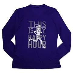 Women's Long Sleeve Tech Tee - This Is My Happy Hour
