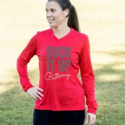 Women's Long Sleeve Tech Tee - Suck It Up Buttercup 13 Women's Long Sleeve Tech Tee - Suck It Up Buttercup -goneforarun Sales 2023 tr 44724 RED FEMALE