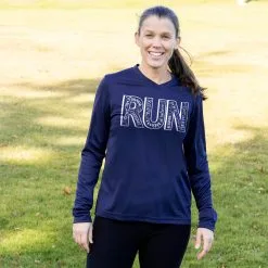 Women's Long Sleeve Tech Tee - Run With Inspiration -goneforarun Sales 2023 tr 44727 NAVY FEMALE