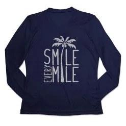 Women's Long Sleeve Tech Tee - Smile Every Mile -goneforarun Sales 2023 tr 44731 NAVY MAIN