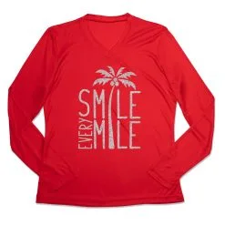 Women's Long Sleeve Tech Tee - Smile Every Mile -goneforarun Sales 2023 tr 44731 RED MAIN