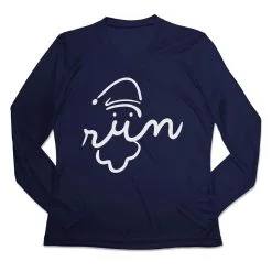 Women's Long Sleeve Tech Tee - Santa Run Face 14 Women's Long Sleeve Tech Tee - Santa Run Face -goneforarun Sales 2023 tr 44733 NAVY MAIN