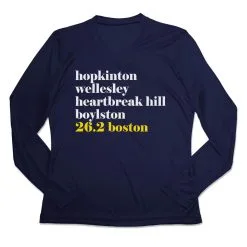 Women's Long Sleeve Tech Tee - Run Mantra - Boston -goneforarun Sales 2023 tr 44744 NAVY MAIN