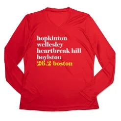 Women's Long Sleeve Tech Tee - Run Mantra - Boston -goneforarun Sales 2023 tr 44744 RED MAIN
