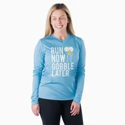 Women's Long Sleeve Tech Tee - Run Now Gobble Later (Bold) 10 Women's Long Sleeve Tech Tee - Run Now Gobble Later (Bold) -goneforarun Sales 2023 tr 44754 CAROLINA MODEL