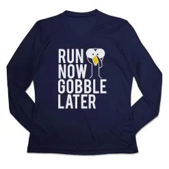 Women's Long Sleeve Tech Tee - Run Now Gobble Later (Bold) 13 Women's Long Sleeve Tech Tee - Run Now Gobble Later (Bold) -goneforarun Sales 2023 tr 44754 NAVY MAIN