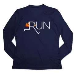 Women's Long Sleeve Tech Tee - Let's Run For Turkey -goneforarun Sales 2023 tr 44757 NAVY MAIN
