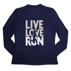 Women's Long Sleeve Tech Tee - Live Love Run Silhouette 14 Women's Long Sleeve Tech Tee - Live Love Run Silhouette -goneforarun Sales 2023 tr 44760 NAVY MAIN