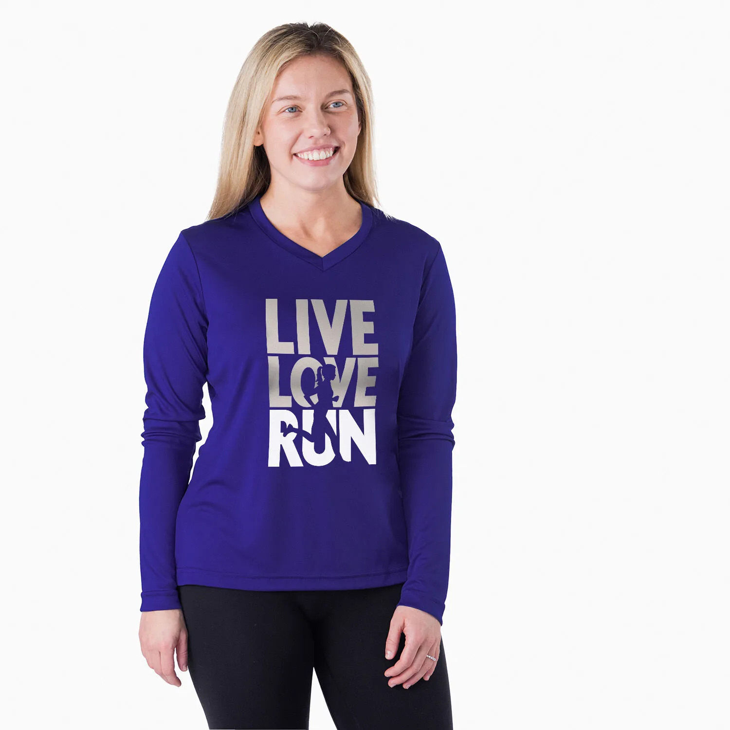 Women's Long Sleeve Tech Tee - Live Love Run Silhouette 4 Women's Long Sleeve Tech Tee - Live Love Run Silhouette - Image 2