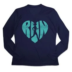 Women's Long Sleeve Tech Tee - Love The Run -goneforarun Sales 2023 tr 44761 NAVY MAIN