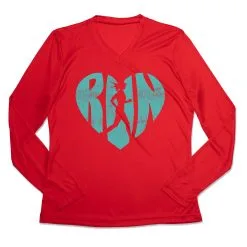Women's Long Sleeve Tech Tee - Love The Run -goneforarun Sales 2023 tr 44761 RED MAIN