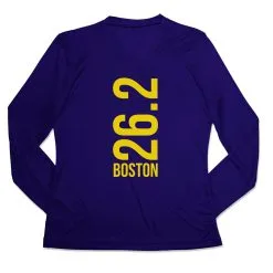 Women's Long Sleeve Tech Tee - Boston 26.2 Vertical -goneforarun Sales 2023 tr 44766 ROYAL MAIN