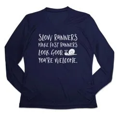 Women's Long Sleeve Tech Tee - Slow Runners -goneforarun Sales 2023 tr 44767 NAVY MAIN