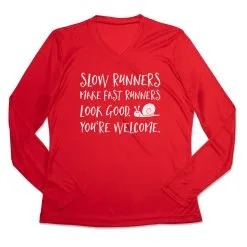 Women's Long Sleeve Tech Tee - Slow Runners -goneforarun Sales 2023 tr 44767 RED MAIN