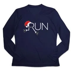 Women's Long Sleeve Tech Tee - Let's Run For Christmas -goneforarun Sales 2023 tr 44769 NAVY MAIN