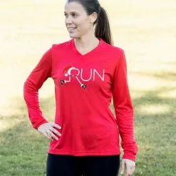 Women's Long Sleeve Tech Tee - Let's Run For Christmas -goneforarun Sales 2023 tr 44769 RED FEMALE