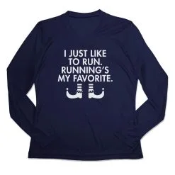 Women's Long Sleeve Tech Tee - Running's My Favorite (Simple) -goneforarun Sales 2023 tr 44789 NAVY MAIN