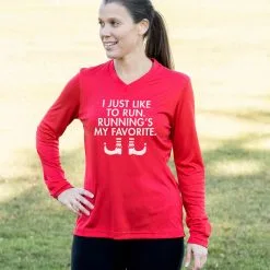 Women's Long Sleeve Tech Tee - Running's My Favorite (Simple) -goneforarun Sales 2023 tr 44789 RED FEMALE