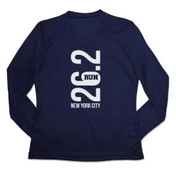 Women's Long Sleeve Tech Tee - New York City 26.2 Vertical 14 Women's Long Sleeve Tech Tee - New York City 26.2 Vertical -goneforarun Sales 2023 tr 44790 NAVY MAIN