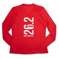 Women's Long Sleeve Tech Tee - New York City 26.2 Vertical 15 Women's Long Sleeve Tech Tee - New York City 26.2 Vertical -goneforarun Sales 2023 tr 44790 RED MAIN