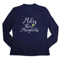 Women's Long Sleeve Tech Tee - Miles Then Margaritas -goneforarun Sales 2023 tr 44793 NAVY MAIN