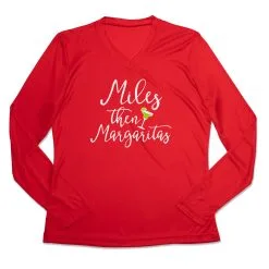 Women's Long Sleeve Tech Tee - Miles Then Margaritas -goneforarun Sales 2023 tr 44793 RED MAIN