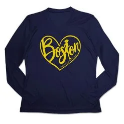 Women's Long Sleeve Tech Tee - Love The Run Boston 26.2 -goneforarun Sales 2023 tr 44795 NAVY MAIN