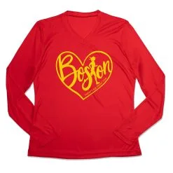 Women's Long Sleeve Tech Tee - Love The Run Boston 26.2 -goneforarun Sales 2023 tr 44795 RED MAIN