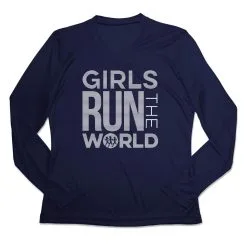 Women's Long Sleeve Tech Tee - Girls Run The World® -goneforarun Sales 2023 tr 44799 NAVY MAIN