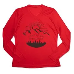 Women's Long Sleeve Tech Tee - Life's Short Run Long (Mountains) 13 Women's Long Sleeve Tech Tee - Life's Short Run Long (Mountains) -goneforarun Sales 2023 tr 44803 RED MAIN