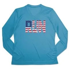 Women's Long Sleeve Tech Tee - Run Girl USA -goneforarun Sales 2023 tr 44806 CAROLINA MAIN