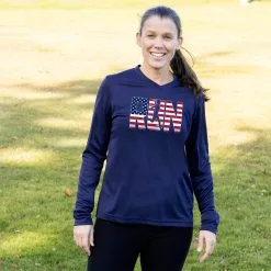 Women's Long Sleeve Tech Tee - Run Girl USA -goneforarun Sales 2023 tr 44806 NAVY FEMALE
