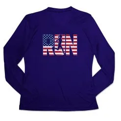 Women's Long Sleeve Tech Tee - Run Girl USA -goneforarun Sales 2023 tr 44806 ROYAL MAIN