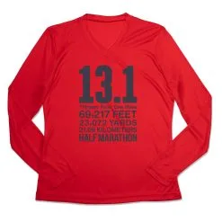 Women's Long Sleeve Tech Tee - 13.1 Math Miles -goneforarun Sales 2023 tr 44809 RED MAIN