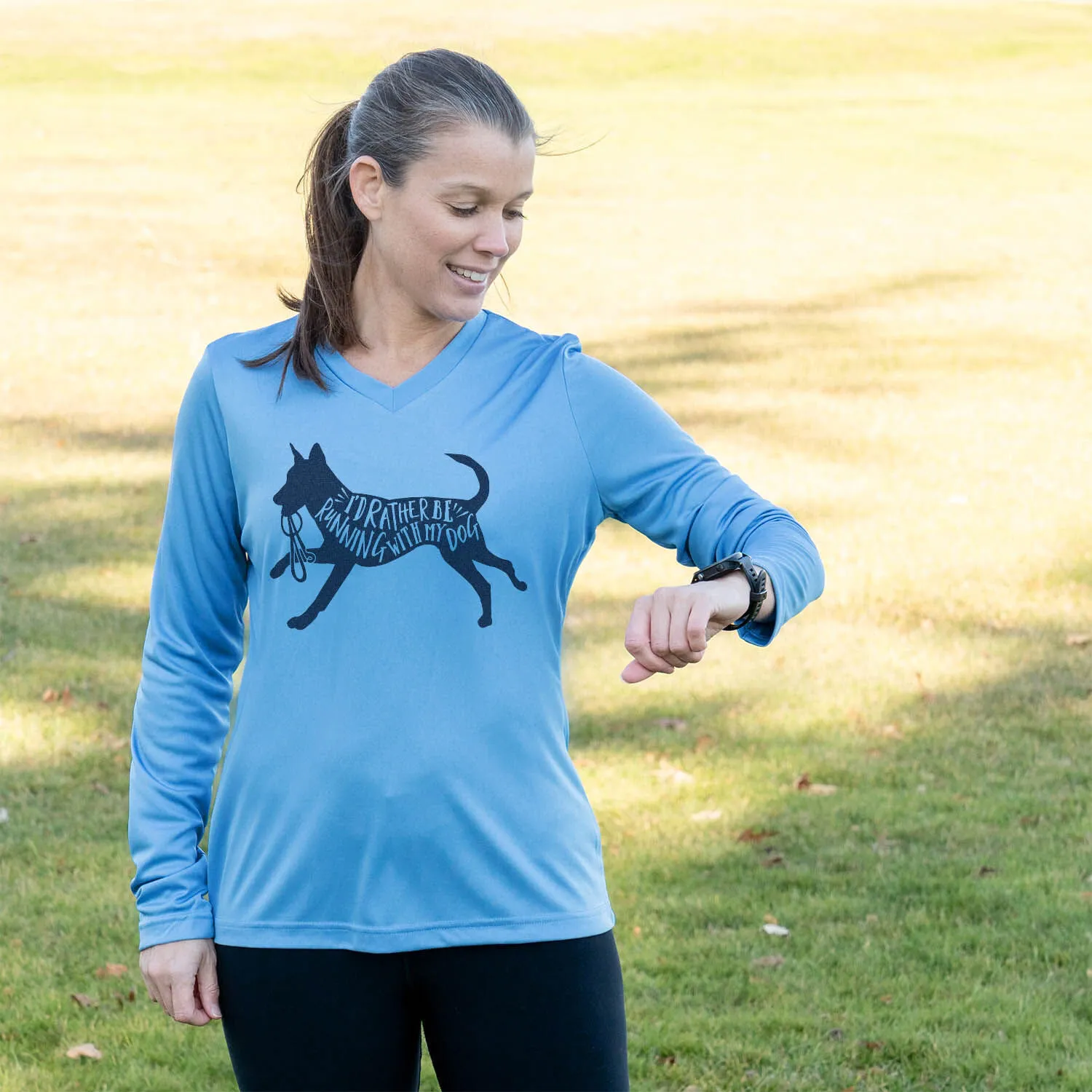 Women's Long Sleeve Tech Tee - I'd Rather Be Running With My Dog 6 Women's Long Sleeve Tech Tee - I'd Rather Be Running With My Dog - Image 4