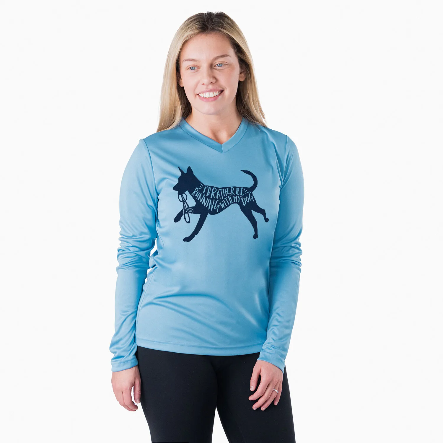 Women's Long Sleeve Tech Tee - I'd Rather Be Running With My Dog 4 Women's Long Sleeve Tech Tee - I'd Rather Be Running With My Dog - Image 2
