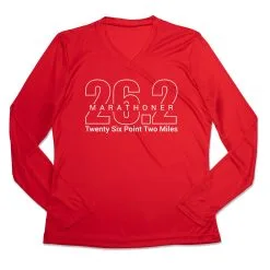 Women's Long Sleeve Tech Tee - Marathoner 26.2 Miles -goneforarun Sales 2023 tr 44813 RED MAIN